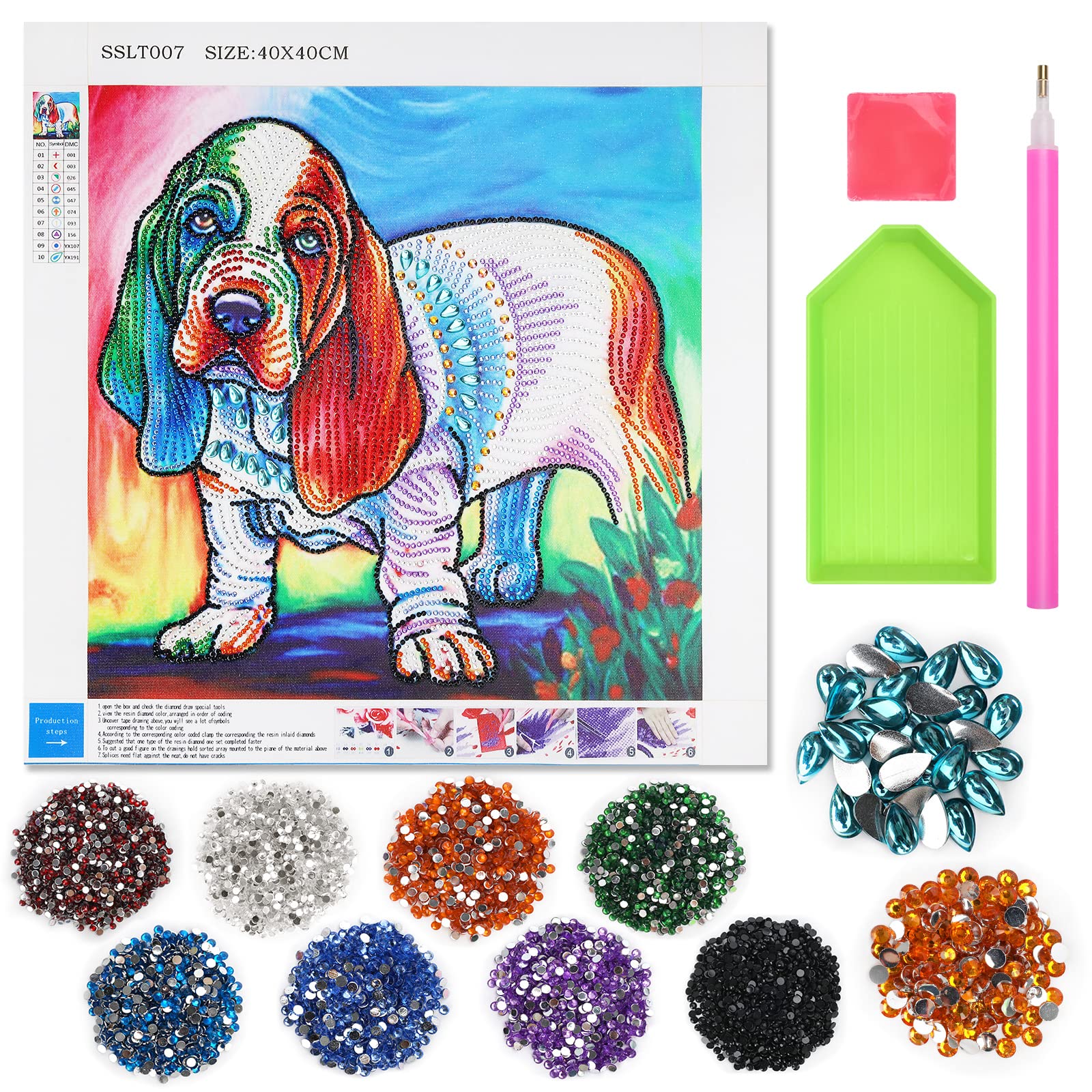 DIY Art Painting Kit for Kids & Beginner Age 8 9 10 11 yrs Paint by Numbers  Diamond Painting Kits for Kids 6-12 Years Old Girls Boys Teens, Dog